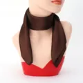 Elegant brown silk square scarf for women, stylish neckerchief and chic summer sun protection. - 60cm x 60cm / Dark Coffee