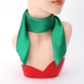 Elegant green satin silk square scarf for women, perfect for neckerchief, travel, and summer chic. - 60cm x 60cm / Green