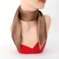 Elegant brown silk scarf for women, versatile square neck scarf for daily wear and travel. - 60cm x 60cm / Khaki