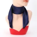 Navy blue square silk scarf for women, elegant neck scarf and fashion hair accessory. - 60cm x 60cm / Navy Blue