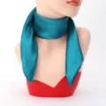 Elegant peacock blue satin square scarf for women, classic neckerchief for daily wear. - 60cm x 60cm / Teal Blue