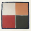 Detailed view of a stylish color block square scarf featuring vibrant multi-color panels. - 70*70cm / Black