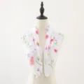 Floral Chiffon Square Scarf Lightweight Summer Neckerchief Elegant Floral Print Scarf for Women - White Pink Floral Leaves