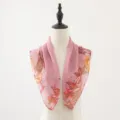 Pink chiffon floral square scarf for women, soft spring summer neckerchief accessory chic. - Pink Lily