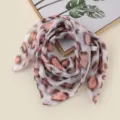 Chic pink leopard print chiffon square scarf, soft fashionable spring summer accessory. - Pink Leopard