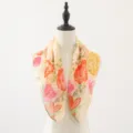 Floral print square chiffon scarf for women spring summer fashion neckerchief accessory - Yellow Orange Tie-Dye Floral