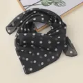 Black white polka dot chiffon square scarf spring summer stylish neckerchief accessory. - Black White Polka Dot