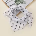 Chic white chiffon square scarf with black polka dots, soft lightweight spring summer accessory. - White with Black Polka Dots
