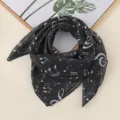 Black and white music note chiffon square scarf, stylish spring and summer fashion accessory. - Black & White Music Notes