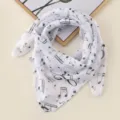 White chiffon square scarf with black musical notes pattern for spring and summer fashion. - White Black Music Note