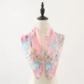 Pink leopard print chiffon square scarf, soft lightweight spring summer neckerchief accessory. - Pink Tie-Dye Floral