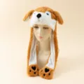 Süßer Plüsch Hundehut mit beweglichen Ohren und Pfoten Klappen, warme Winter Mütze. - M (56-58cm) / Brauner Welpe
