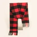 Echarpe carreaux rouge et noir classique pour femme, foulard chaud hiver a franges. - 188cmx30cm / Carreaux rouges et noirs