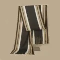 Men's knitted winter scarf with color block stripes and tassels for outdoor warmth and daily fashion wear. - Dark Gray