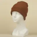 Bonnet tricot couleur unie automne hiver chaud pull bonnet accessoire mode article beau - M (56-58cm) / Couleur caramel