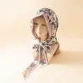 Chic floral print headscarf with long ties, French vintage bandana for stylish women daily. - M / Rose