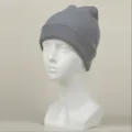 Bonnet en tricot de couleur unie pour femme et homme, bonnet chaud d'hiver décontracté. - M (56-58cm) / Gris