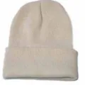 Bonnet en tricot uni blanc cassé, bonnet d'hiver chaud et confortable pour homme et femme. - M (56-58cm) / Couleur Avoine