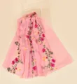 Écharpe brodée de fleurs roses, châle léger de protection solaire, accessoire de style ethnique. - Rose