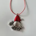 Christmas gnome pendant red hat metal hanging ornament for holiday tree decor item - Santa With Gift Box