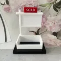 Real estate business card display stand with sold sign acrylic card holder office desk decor. - Real Estate Display / Black and White