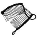 Black double banana hair clip elastic interlocking teeth styling tool for women daily updo. - 20 Teeth / Black