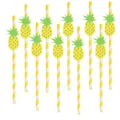 Decorative paper drinking straws with cute pineapple accents, yellow and white stripes for party. - Pineapple Card with Yellow Stripes