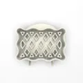 Classic mini hand pie molds with geometric pattern, durable white baking pastry cutter tool. - Rectangle