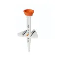 Height adjustable golf tee with alignment plate and clear scale markers for stable shots. - Orange