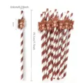 Decorative paper drinking straws with cute brown bear cards, party supplies, 19.7cm. - New Reddish Brown Striped Bear
