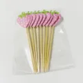 Set di topper per torta alla fragola carino con bastoncini di legno per decorazione dessert festa. - Stecchini fragola rosa