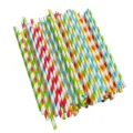 Disposable colorful striped paper straws, eco-friendly biodegradable drinkware for parties. - Pack of 25 / Striped Multi-color
