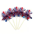 Patriotic firework picks with red white blue tinsel and stars for party cake decoration - Price for 1 Piece / Independence Day Star Foil Fringe Picks