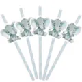 Cute baby elephant paper straws for children birthday party, animal theme decorative items. - Paper Straws / Blue