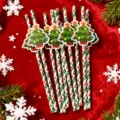 Christmas decorative paper straws with cute tree cardstock toppers for holiday party supplies. - Red and Green Tree Straws with Big Christmas Tree