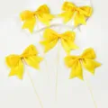 Yellow double-layer swallowtail bow cake topper insert baking dessert party decoration - Yellow