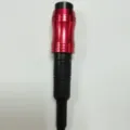 Universal magnetic screw drill bit holder with red aluminum sleeve and black hex shank. - Red with Black Rod