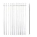 Juego de pajitas de plástico con purpurina transparente reutilizables con cepillo, 12 uds - 6 pajitas + 1 cepillo / 23 cm purpurina plateada con anillo, transparente