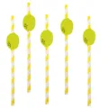 Creative fruit paper straws with lemon decor, striped disposable straws for party supplies. - Lime Card with Yellow Stripes