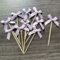 10pcs purple bow cake toppers, satin ribbon bowknot toothpick picks for baking party decor. - 10 Pcs Per Pack / Purple Bow Picks