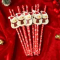 Christmas snowman paper straws set, festive holiday party drinkware accessories for winter events. - Snowflake Straws with Snowman