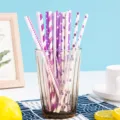 Cannucce da bere in carta monouso, cannucce biodegradabili viola con modelli misti feste. - Serie viola, mix casuale
