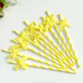 Yellow checkered bow paper straws for party decoration, birthday dessert table and event styling. - Plaid Bow Yellow Striped Straws