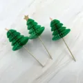 Green Honeycomb Christmas Tree Table Topper Party Decoration Festive Wooden Pick - Decorative Insert