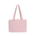 Pink Quilted Laptop Bag 14 Inch Cute Tote Pouch Aesthetic Commuter Padded Sleeve Case - No Pendant / Pink (No Charm)