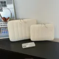 Korean Ins Quilted Laptop Sleeve Beige Pouch for 13 Inch Tablet Protective Cover Case - 11" / White