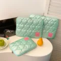 Koreanischer Stil gesteppte Laptoptasche 13 15 Zoll glänzende mintgrüne Schutzhülle - 11寸(竖款) / Grün