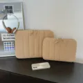 Minimalist striped laptop sleeve and tablet storage pouch set in nice beige color. - 11" / Khaki