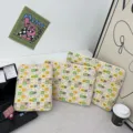 Quilted laptop sleeve cute bow grid pattern tablet protective storage bag for 11 14 15 inch - 11寸(竖款) / Yellow