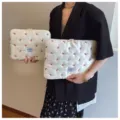 Korean ins style bow embroidered laptop sleeve 14 inch portable waterproof bag for women - 11" / Off White